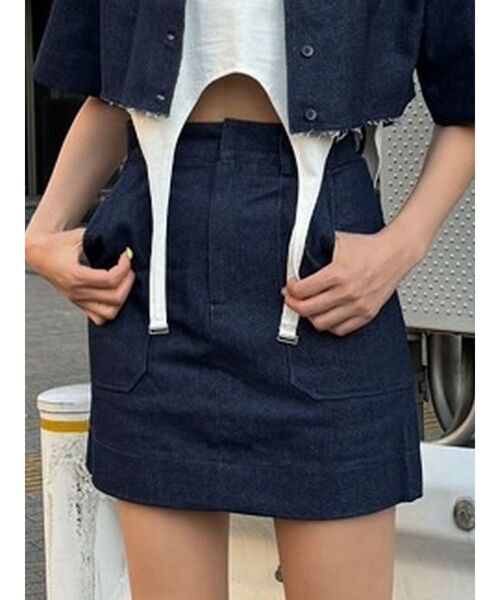 EMODA（エモダ）の「アウトポケットミニスカート（スカート・レディース・ブラウン/ブルー/インディゴブルー・SMALL/MEDIUM）」の3枚目の写真