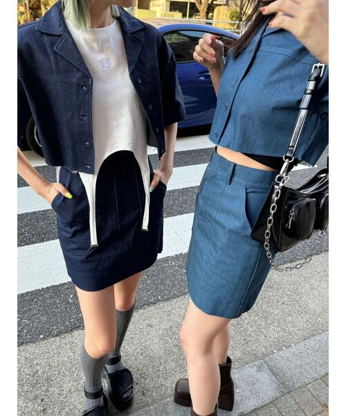 EMODA（エモダ）の「アウトポケットミニスカート（スカート・レディース・ブラウン/ブルー/インディゴブルー・SMALL/MEDIUM）」の7枚目の写真