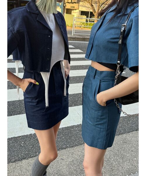 EMODA（エモダ）の「アウトポケットミニスカート（スカート・レディース・ブラウン/ブルー/インディゴブルー・SMALL/MEDIUM）」の8枚目の写真