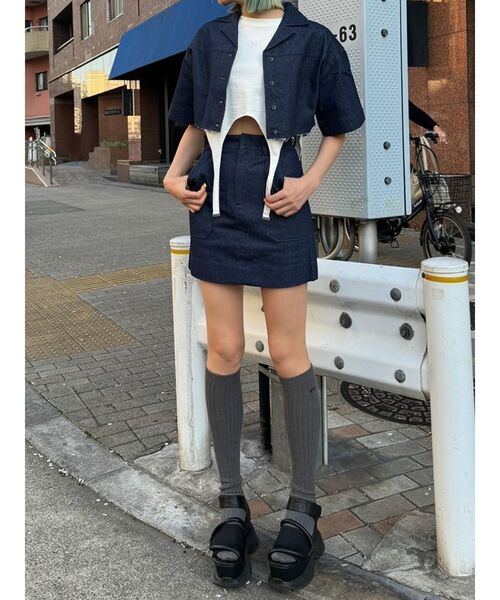 EMODA（エモダ）の「アウトポケットミニスカート（スカート・レディース・ブラウン/ブルー/インディゴブルー・SMALL/MEDIUM）」の14枚目の写真