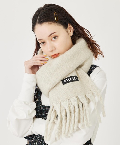 MILKFED.(ミルクフェド)の「BASIC SOLID STOLE(ストール/ショール・レディース・オフホワイト/ライトグリーン・ONE SIZE)」の2枚目の写真