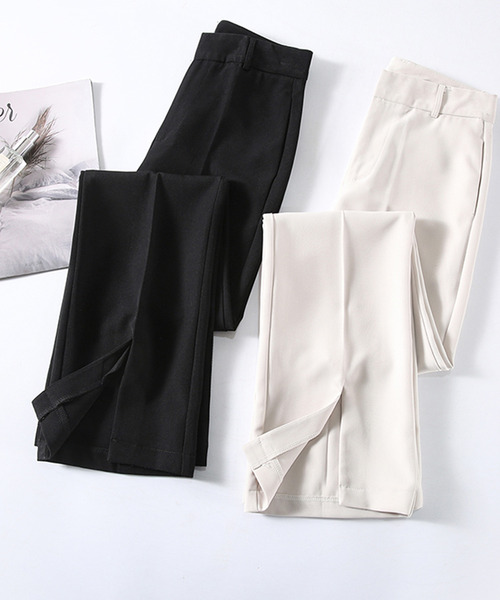 DAY CLOSET（デイ クローゼット）の「レディース スリット入りセンタープレスフレアパンツ（スラックス・レディース・オフホワイト/ブラック・XL/S/L/M/XS/2XL）」の11枚目の写真