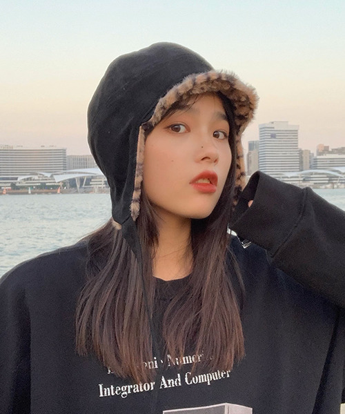 c.u.l（シーユーエル）の「ヒョウ柄 フライトキャップ cula677