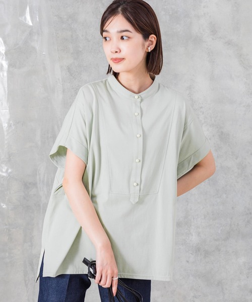 美品 グレディブリリアン ACUTA ブザムパール釦５分Ｔシャツ チュニック丈 Gready Brilliant（グレディブリリアン）の「ブザムパール釦5分