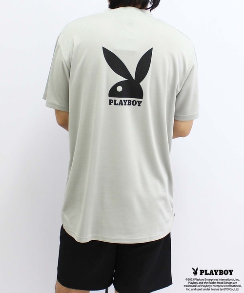 PLAYBOY（プレイボーイ）の「【GOLF】ゴルフウェア　PLAYBOY　接触冷感モックネックT（Tシャツ/カットソー・メンズ・イエロー/ブラック/グレー・M/L/XL）」の2枚目の写真