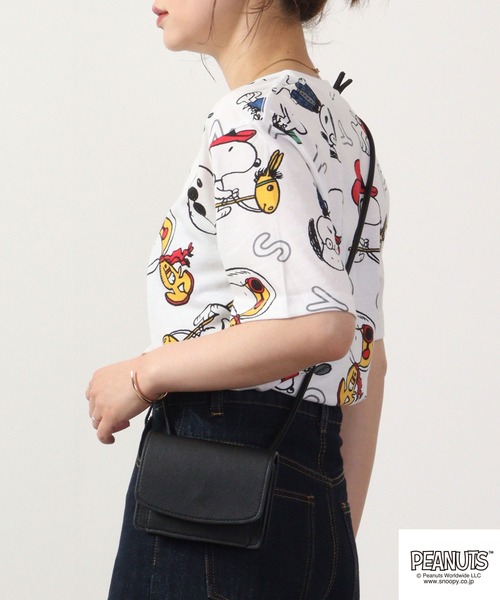 PEANUTS(ピーナッツ)の「PEANUTS スヌーピー 総柄 Tシャツ 半袖(Tシャツ/カットソー・レディース・ホワイト/ライトグリーン/アイボリー・M/L/LL)」の7枚目の写真