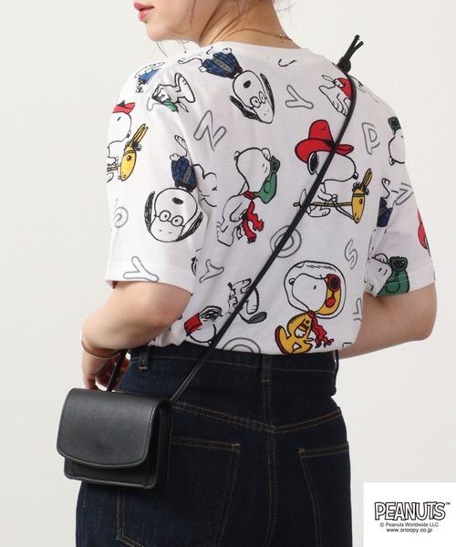 PEANUTS(ピーナッツ)の「PEANUTS スヌーピー 総柄 Tシャツ 半袖(Tシャツ/カットソー・レディース・ホワイト/ライトグリーン/アイボリー・M/L/LL)」の8枚目の写真
