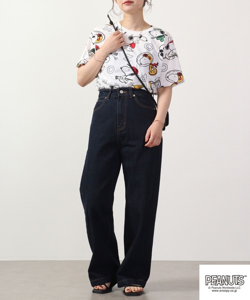 PEANUTS(ピーナッツ)の「PEANUTS スヌーピー 総柄 Tシャツ 半袖(Tシャツ/カットソー・レディース・ホワイト/ライトグリーン/アイボリー・M/L/LL)」の10枚目の写真