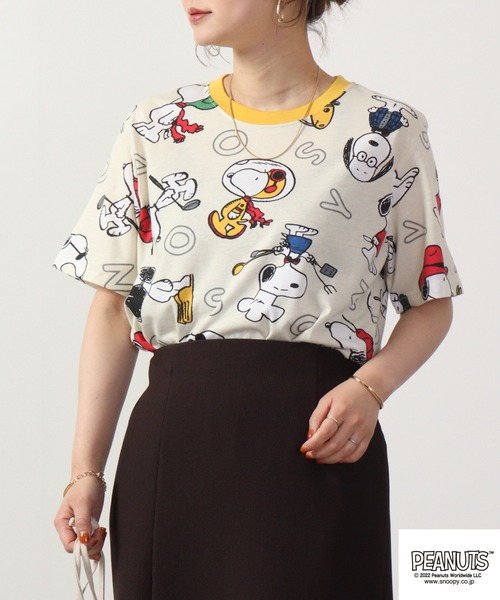 PEANUTS(ピーナッツ)の「PEANUTS スヌーピー 総柄 Tシャツ 半袖(Tシャツ/カットソー・レディース・ホワイト/ライトグリーン/アイボリー・M/L/LL)」の18枚目の写真