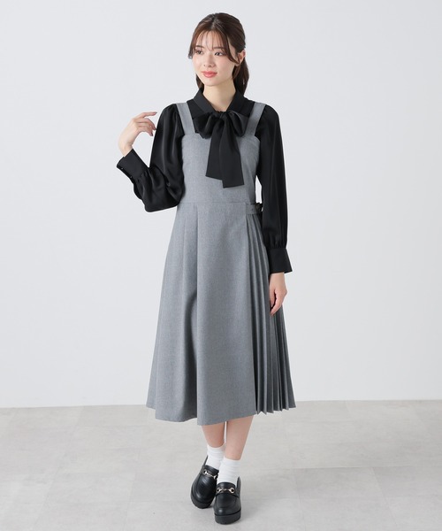 Honeys（ハニーズ）の「ボウタイブラウス（シャツ/ブラウス・レディース・ホワイト/ブラック/スモークピンク/ブラック系その他・S/M/L/LL/3L）」の9枚目の写真