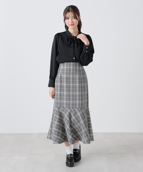 Honeys（ハニーズ）の「ボウタイブラウス（シャツ/ブラウス・レディース・ホワイト/ブラック/スモークピンク/ブラック系その他・S/M/L/LL/3L）」の10枚目の写真