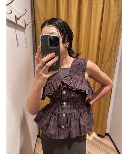 MOUSSY（マウジー）の「CHECK GATHER トップス（タンクトップ・レディース・ブルー/レッド・FREE）」の12枚目の写真