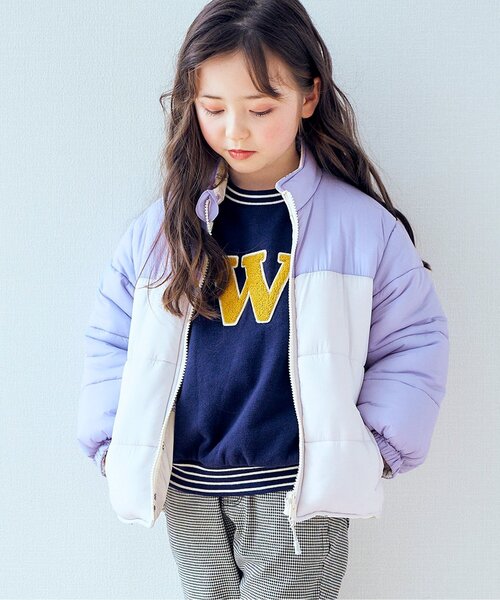 apres les cours（アプレレクール）の「【洗える・2Way】バラエティリバーシブル中綿ジャケット（ダウンジャケット/コート・キッズ・オフホワイト/ラベンダー/ネイビー/オレンジ/ピンク・90/120/140/130/80/110/100）」の3枚目の写真