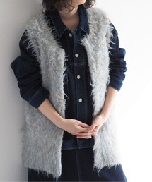 シャギーロングベスト