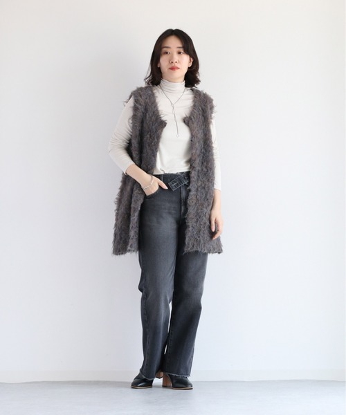 cepo(セポ)の「シャギーロングベスト(ベスト・レディース・ブラウン/オフホワイト/ブルー・M)」の18枚目の写真