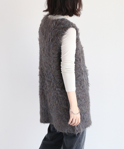 cepo(セポ)の「シャギーロングベスト(ベスト・レディース・ブラウン/オフホワイト/ブルー・M)」の4枚目の写真