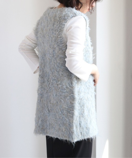 cepo(セポ)の「シャギーロングベスト(ベスト・レディース・ブラウン/オフホワイト/ブルー・M)」の11枚目の写真