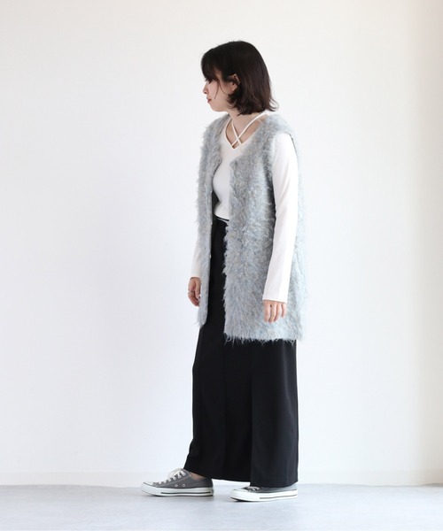 cepo(セポ)の「シャギーロングベスト(ベスト・レディース・ブラウン/オフホワイト/ブルー・M)」の12枚目の写真