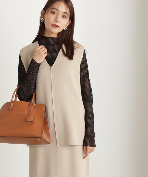 N.（N. Natural Beauty Basic）（エヌエヌナチュラルビューティーベーシック）の「シュリンクハイネックシアーインナーカットソー（Tシャツ/カットソー・レディース・ホワイト/ブラック/ブルー・MEDIUM）」の6枚目の写真