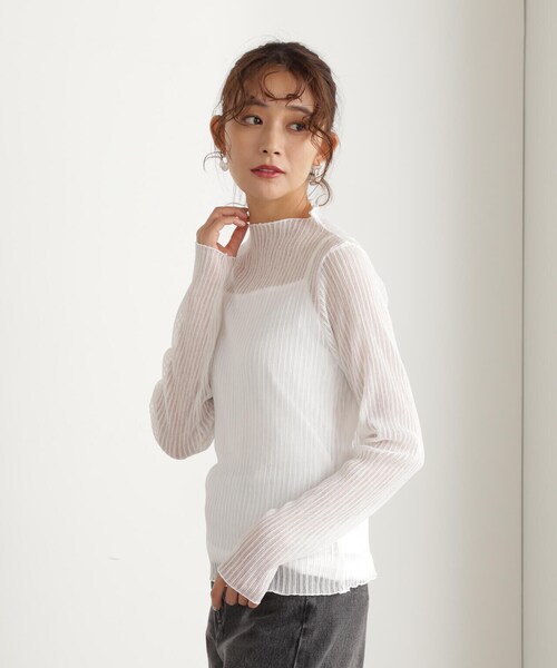 N.（N. Natural Beauty Basic）（エヌエヌナチュラルビューティーベーシック）の「シュリンクハイネックシアーインナーカットソー（Tシャツ/カットソー・レディース・ホワイト/ブラック/ブルー・MEDIUM）」の20枚目の写真
