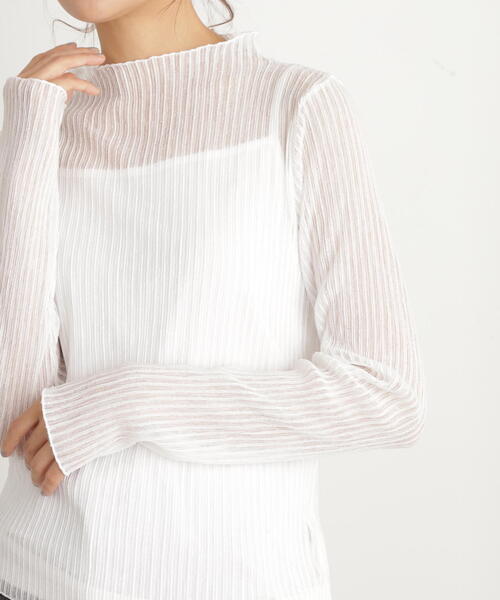 N.（N. Natural Beauty Basic）（エヌエヌナチュラルビューティーベーシック）の「シュリンクハイネックシアーインナーカットソー（Tシャツ/カットソー・レディース・ホワイト/ブラック/ブルー・MEDIUM）」の22枚目の写真