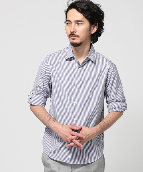 EDIFICE（エディフィス）の「◇ブルーストライプROLL UP レギュラー1（シャツ/ブラウス・メンズ・ブルー系その他/ホワイト/ブルー・46/48/44）」の3枚目の写真