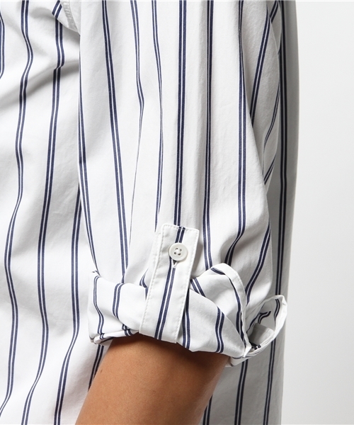 EDIFICE（エディフィス）の「◇ブルーストライプROLL UP レギュラー1（シャツ/ブラウス・メンズ・ブルー系その他/ホワイト/ブルー・46/48/44）」の4枚目の写真