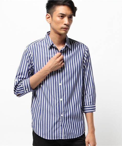 EDIFICE（エディフィス）の「◇ブルーストライプROLL UP レギュラー1（シャツ/ブラウス・メンズ・ブルー系その他/ホワイト/ブルー・46/48/44）」の16枚目の写真