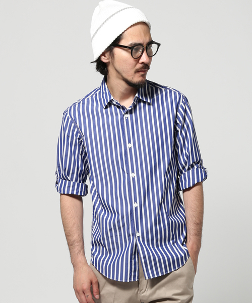 EDIFICE（エディフィス）の「◇ブルーストライプROLL UP レギュラー1（シャツ/ブラウス・メンズ・ブルー系その他/ホワイト/ブルー・46/48/44）」の21枚目の写真