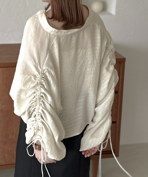 apres jour clair(アプレジュールクレア)の「【apres jour clair】袖ドロストバンドカラーシャツ【ZOZOTOWN限定アイテム】(シャツ/ブラウス・レディース・イエロー系その他/アイボリー/ベージュ・フリー/X-LARGE)」の8枚目の写真