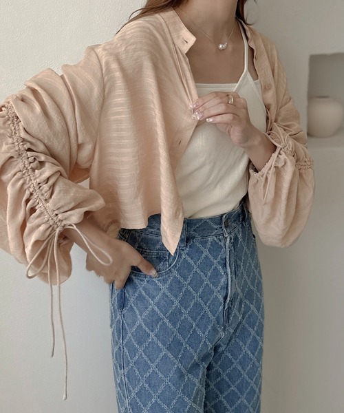 apres jour clair(アプレジュールクレア)の「【apres jour clair】袖ドロストバンドカラーシャツ【ZOZOTOWN限定アイテム】(シャツ/ブラウス・レディース・イエロー系その他/アイボリー/ベージュ・フリー/X-LARGE)」の9枚目の写真