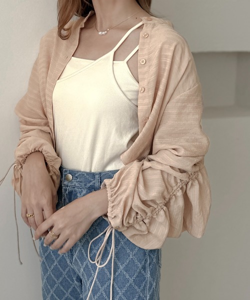apres jour clair(アプレジュールクレア)の「【apres jour clair】袖ドロストバンドカラーシャツ【ZOZOTOWN限定アイテム】(シャツ/ブラウス・レディース・イエロー系その他/アイボリー/ベージュ・フリー/X-LARGE)」の10枚目の写真