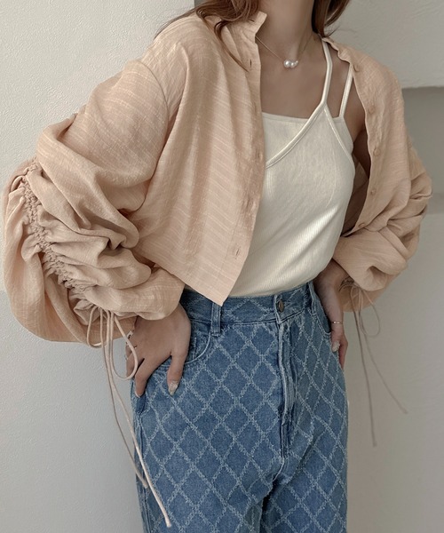 apres jour clair(アプレジュールクレア)の「【apres jour clair】袖ドロストバンドカラーシャツ【ZOZOTOWN限定アイテム】(シャツ/ブラウス・レディース・イエロー系その他/アイボリー/ベージュ・フリー/X-LARGE)」の12枚目の写真