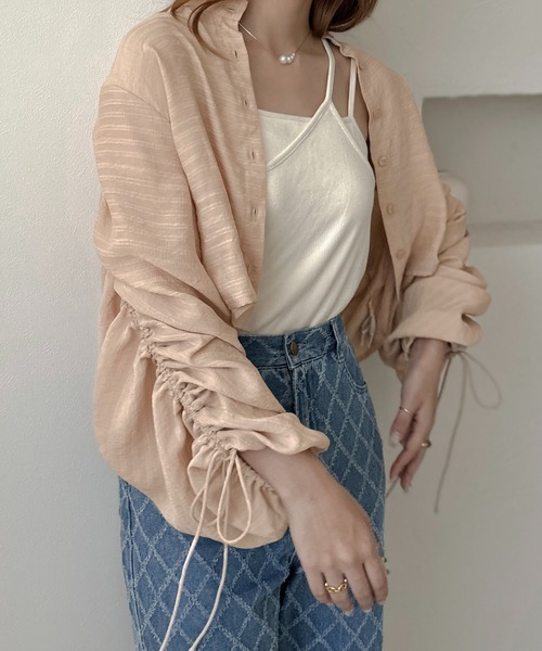apres jour clair(アプレジュールクレア)の「【apres jour clair】袖ドロストバンドカラーシャツ【ZOZOTOWN限定アイテム】(シャツ/ブラウス・レディース・イエロー系その他/アイボリー/ベージュ・フリー/X-LARGE)」の13枚目の写真