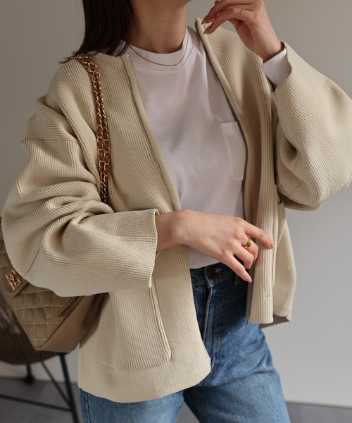 【新品】NEZUYOHINTEN ノーカラーシャツカーディガン 新品】NEZUYOHINTEN ノーカラーシャツカーディガン
