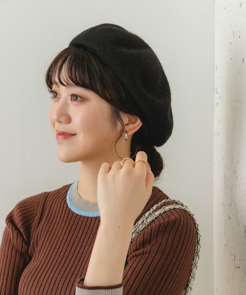 RODE SKO(ロデスコ)の「バスクベレー帽(ハンチング/ベレー帽・レディース・ブラック/アイボリー/ライトグレー/ロイヤルブルー・ONE)」の3枚目の写真