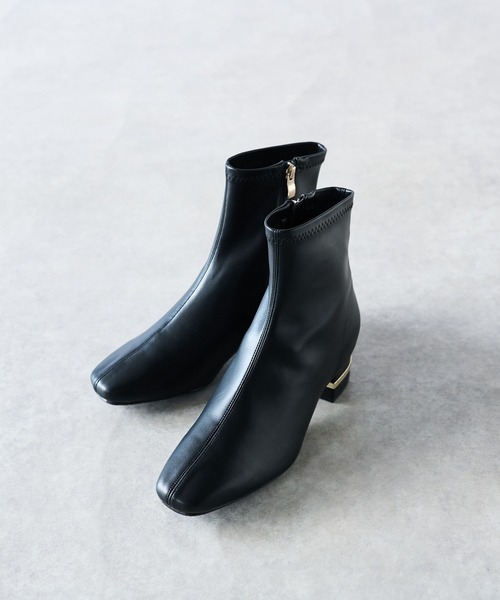 EVOL（イーボル）の「EVOL/メタルヒールショートブーツ（ブーツ・レディース・アイボリー/ブラック・M/S/L）」の3枚目の写真