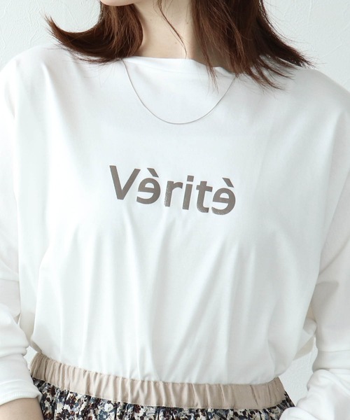 セール】箔プリントスムースワイドプルオーバーカットソー（T