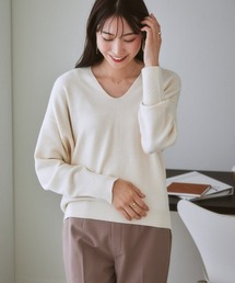 【パチパチしにくい】前後Vネック体型カバーニット(しっとりなめらかムースタッチ)