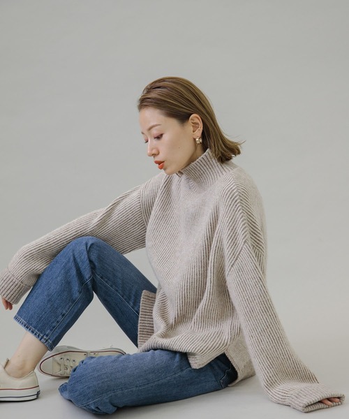 URBAN RESEARCH Sonny Label（アーバンリサーチサニーレーベル）の「配色畦編みリバーシブルニット（ニット/セーター・レディース・ベージュ系その他/ブラック系その他/グリーン系その他・FREE）」の21枚目の写真