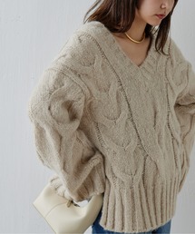 GALLARDAGALANTE | ケーブルVニット(ニット/セーター)