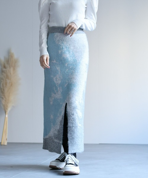 sakishimatokyo(サキシマトーキョー)の「前後2WAY ニュアンス柄 ジャガードニットスカート(スカート・レディース・ピンク/ブルー/グレー・FREE)」の7枚目の写真