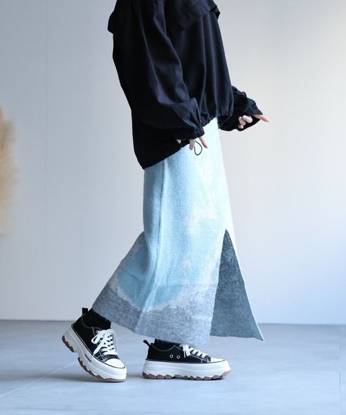 sakishimatokyo(サキシマトーキョー)の「前後2WAY ニュアンス柄 ジャガードニットスカート(スカート・レディース・ピンク/ブルー/グレー・FREE)」の16枚目の写真