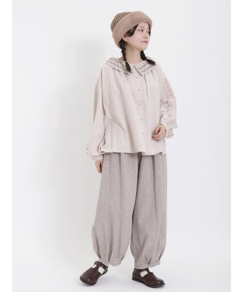 Samansa Mos2（サマンサ モスモス）の「【リサイクルコットン】ヘリンボーン起毛バルーンパンツ（その他パンツ・レディース・ブラック/チャコールグレー/ベージュ・F）」の9枚目の写真