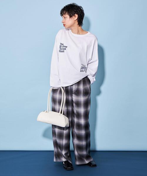 CITEN（シテン）の「＜CITEN＞ロゴ グラフィック ロングスリーブ Tシャツ（Tシャツ/カットソー・レディース・ブラック/ホワイト・FREE）」の3枚目の写真