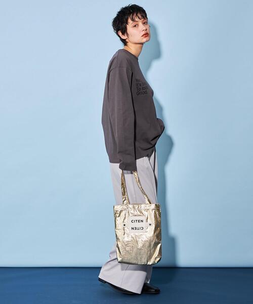 CITEN（シテン）の「＜CITEN＞ロゴ グラフィック ロングスリーブ Tシャツ（Tシャツ/カットソー・レディース・ブラック/ホワイト・FREE）」の5枚目の写真