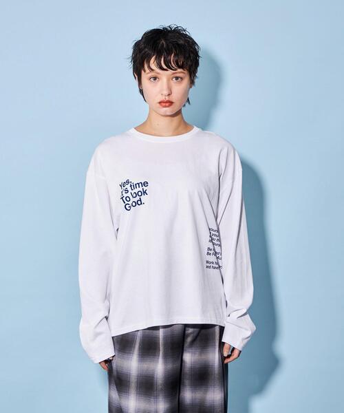 CITEN（シテン）の「＜CITEN＞ロゴ グラフィック ロングスリーブ Tシャツ（Tシャツ/カットソー・レディース・ブラック/ホワイト・FREE）」の6枚目の写真