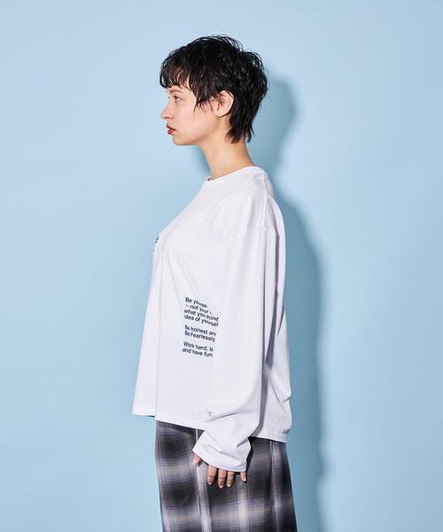CITEN（シテン）の「＜CITEN＞ロゴ グラフィック ロングスリーブ Tシャツ（Tシャツ/カットソー・レディース・ブラック/ホワイト・FREE）」の7枚目の写真
