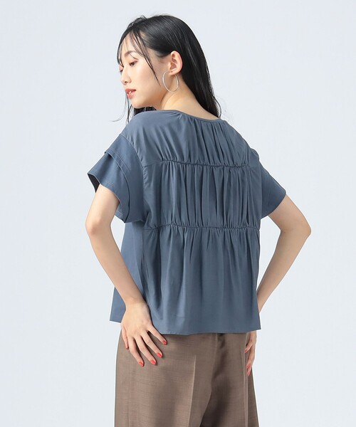 後ろ異素材 ギャザー プルオーバー（Tシャツ/カットソー