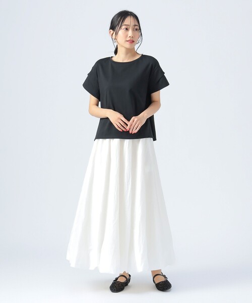 BEAMS HEART（ビームスハート）の「後ろ異素材 ギャザー プルオーバー（Tシャツ/カットソー・レディース・ミント/オフホワイト/ブラック/ブルー系その他・FREE）」の15枚目の写真